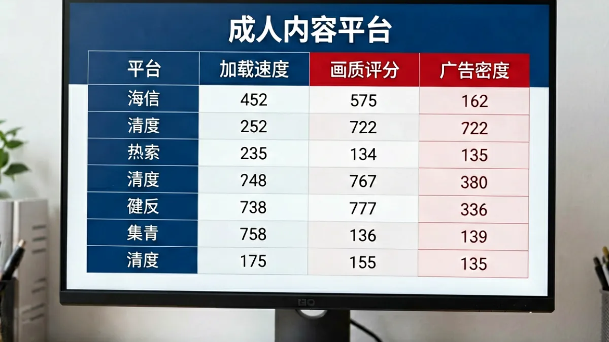黄片网站导航页面截图，展示多个成人平台的访问速度与画质对比评分表